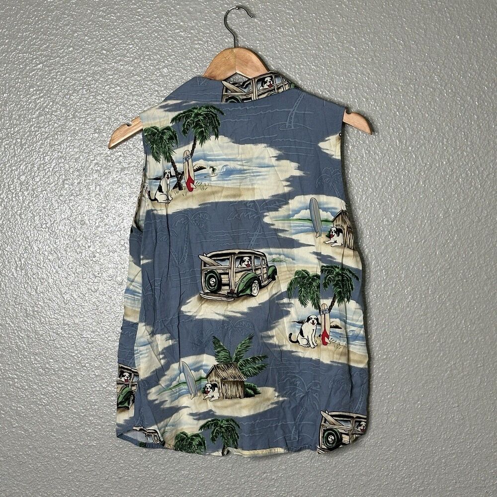 Authentic Big Dogs Vintage 90s Button Up Tank Rayon Size Medium - Picture 4 of 5